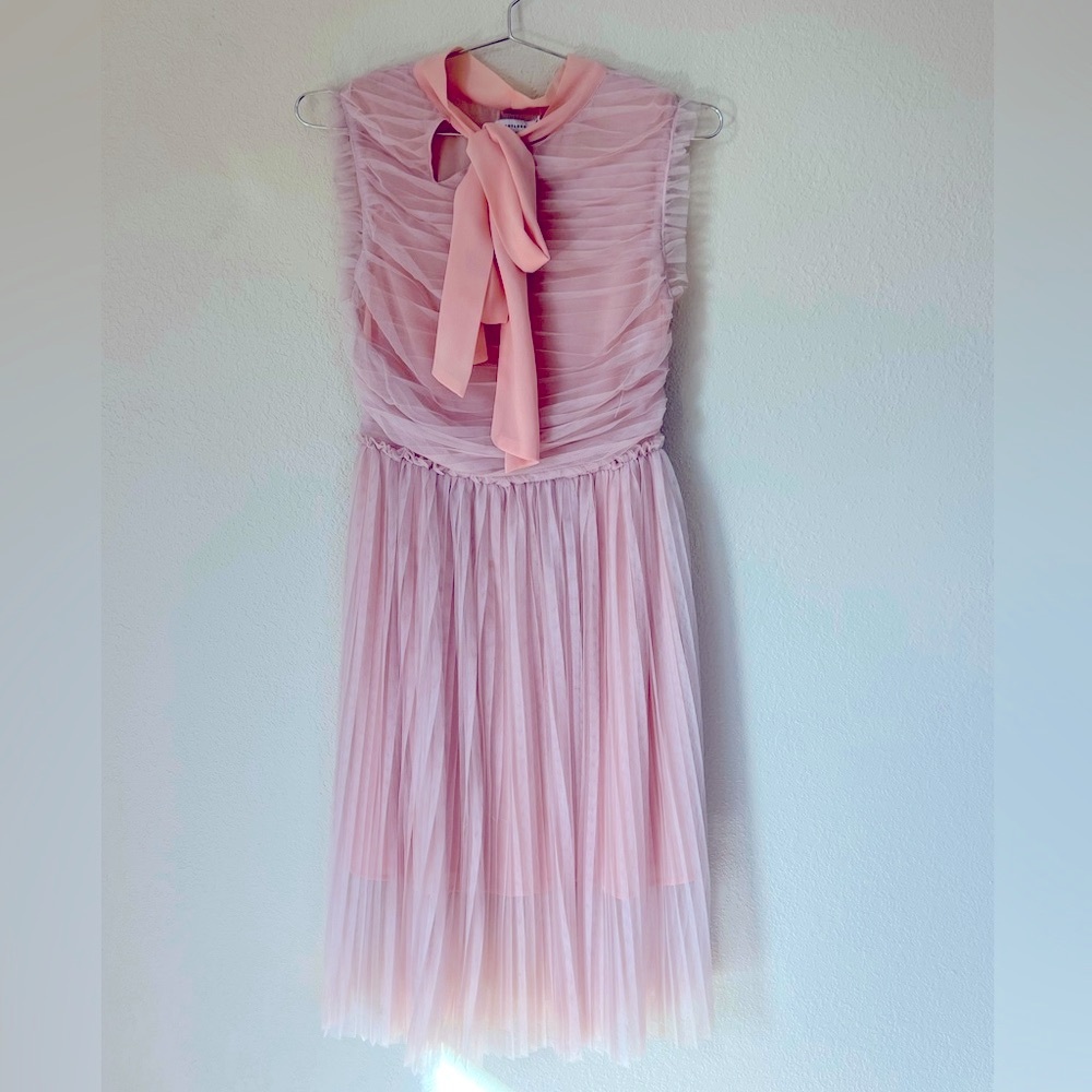 Pale Pink Tulle Sundress with Tie Front - Spring perfect